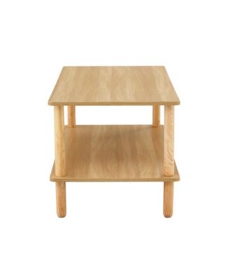 Modern 2-Tier Living Room Coffee Table with Open Shelf and Durable Legs