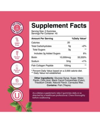Collagen + Biotin Gummies | Extra Strength Biotin Collagen Supplement | for Hair, Skin, & Nails for Women | Raspberry Flavor | 90ct