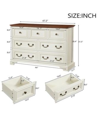 CASAINC Farmhouse Vintage 7-Drawer Rustic Bathroom Cabinet Organizer with Natural Texture