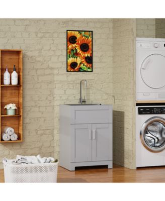 24" Bathroom Vanity Cabinet with Stainless Steel Sink