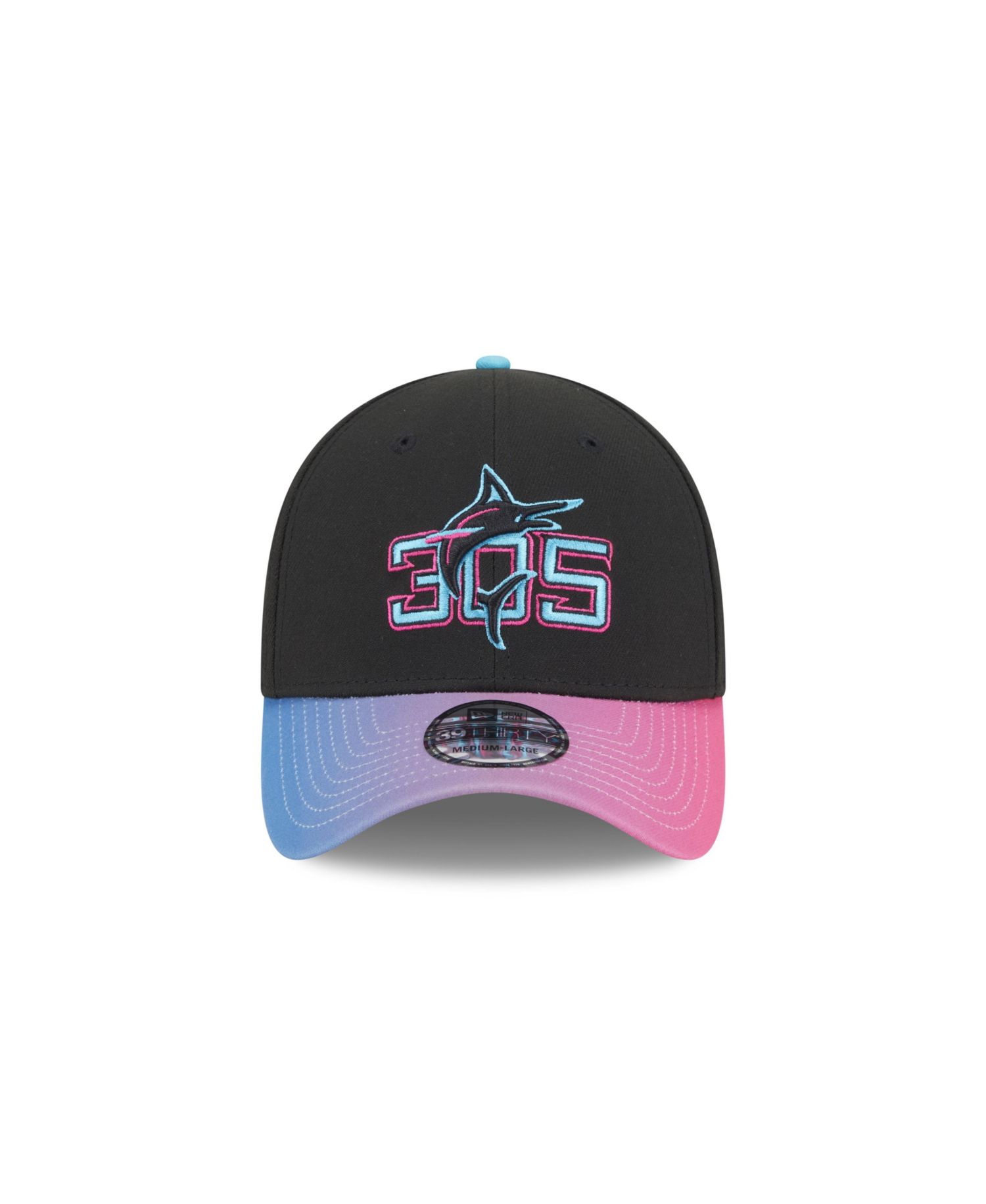 Men's Black Miami Marlins 2025 City Connect 39THIRTY Flex Hat