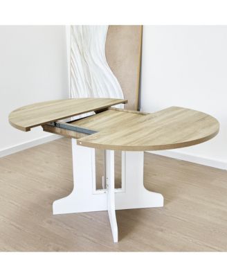 59" Expandable Farmhouse Upholstered Dining Table