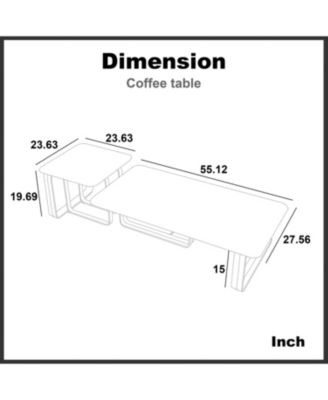 Streamdale Rectangular End Table with Sintered Stone Top, Metal Frame for Living Room