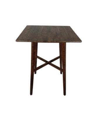 Streamdale Modern Bar Height 42" Dining Table, Rubberwood Legs and Laminate Table Top, Walnut Finish, Black