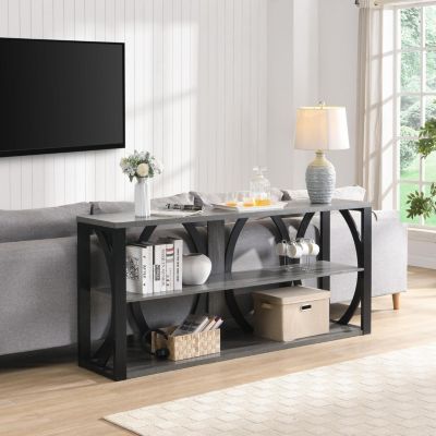 70.87" Entryway Table with Storage Industrial Console Table