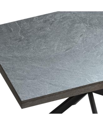 Retro Stretch Dining Table with Storage Box, Stone Top