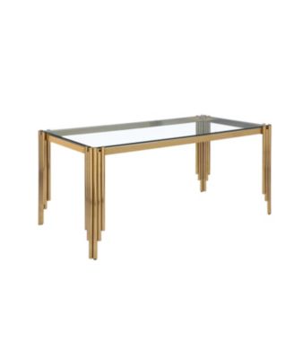 65"inch  Glass Rectangle Dining Table with Gold Legs