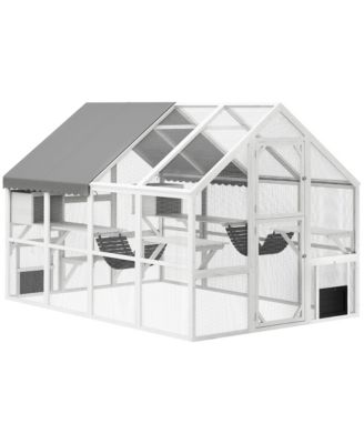 Large Catio Outdoor Cat Enclosure with Waterproof Cover,