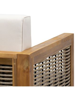 Streamdale Acacia Wood Club Chair, Wicker Accents, Teak Finish