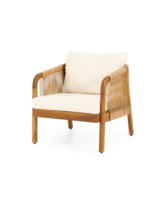 Streamdale Acacia & Wicker Outdoor Club Chair, Soft Cushion, Brown & Beige