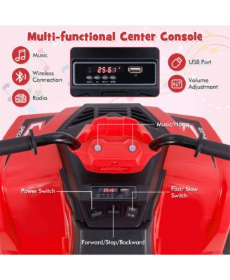 Kids Ride-On ATV 24V Battery Powered Electric Vehicle w/ Wireless Connection Music Radio LED Lights