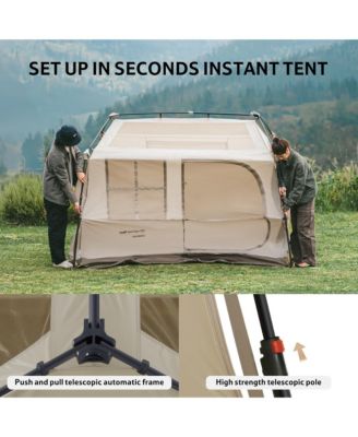 Village Camping Tent,4/6/8 Person Tents for Camping, 60S Easy Setup Instant Tent for Family Camping, Car Camping