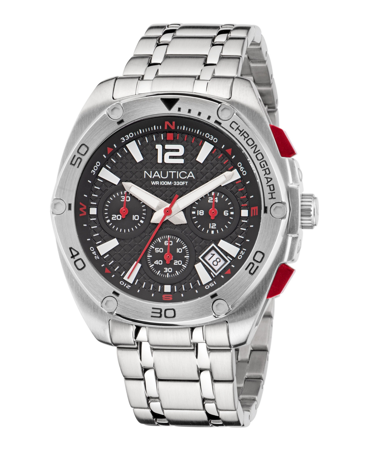 Men's Analog Silver-Tone Stainless Steel Watch, 44mm - Silver-Tone