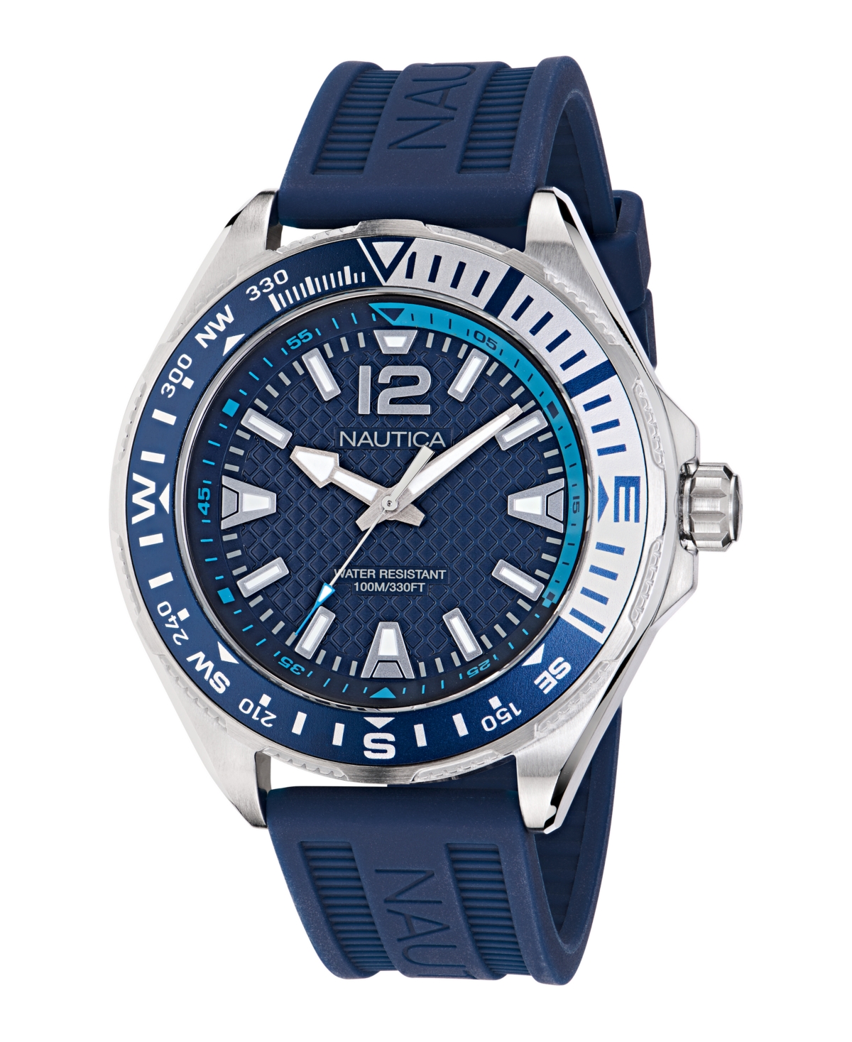Nautica Men's Analog Blue Silicone Watch, 48mm