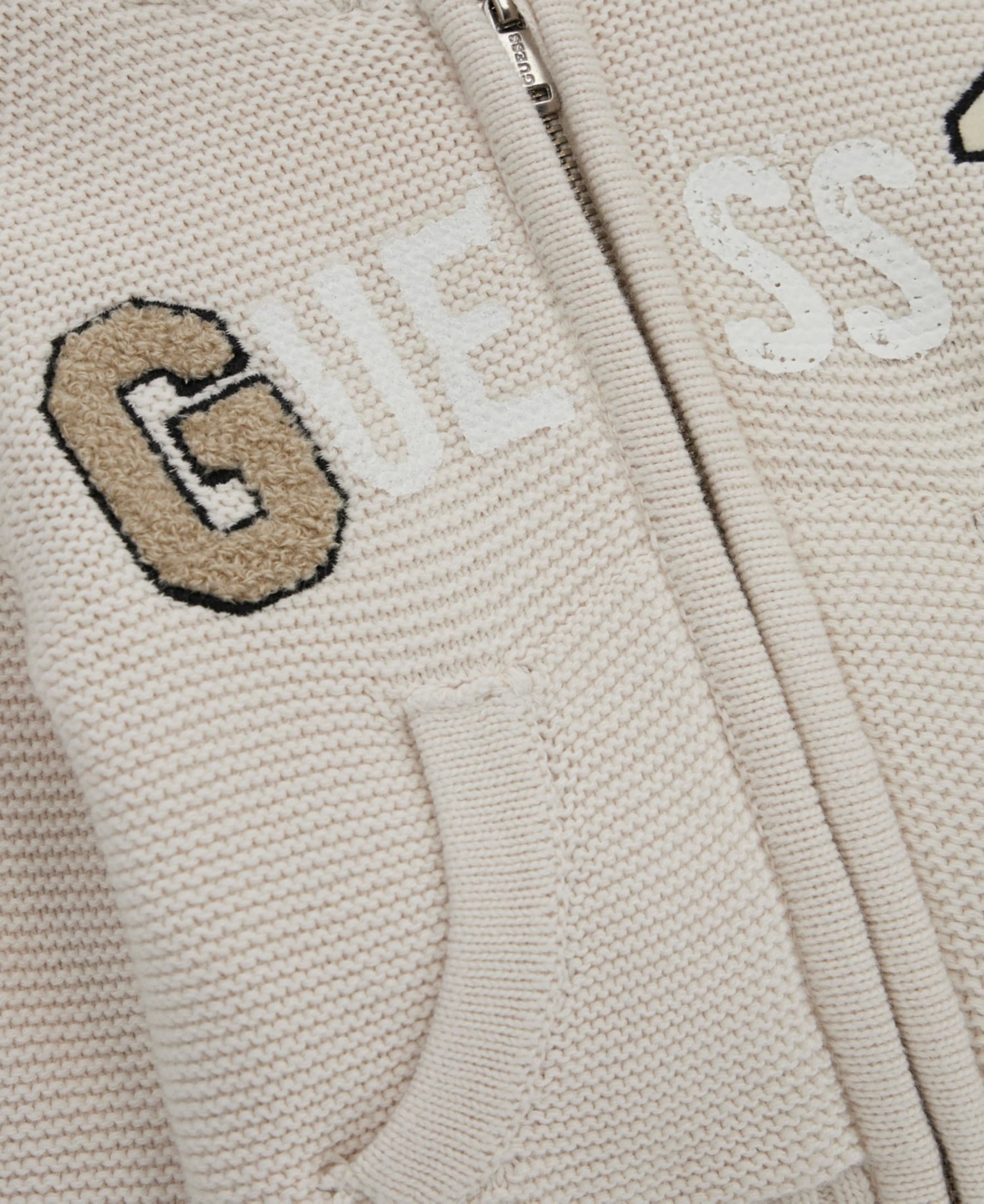 Guess Baby Boys Hooded Long Sleeve Zip-up Sweater In Neutral