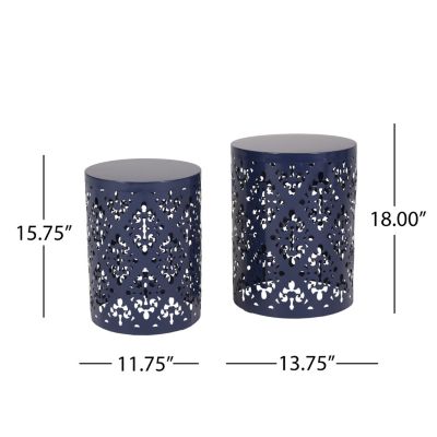 Elegant Iron Cut Side Table Set with Cylindrical Structure