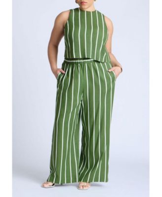 Women's Plus Size Linen Blend Boxy Scoop Neck Crop Tank