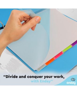 Binder Dividers with Tabs, 8 Dividers for 3 Ring Binder Standard Index Folder Dividers, Plastic Multicolor Dividers with White Insertable Tabs – by Enday