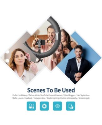 20-inch LED Ring Light Kit for Makeup YouTube Video Blogger Salon - Adjustable Color Temperature with Battery or DC Power Option, Battery, Charger, AC Adapter, Phone Clamp and Stand Included