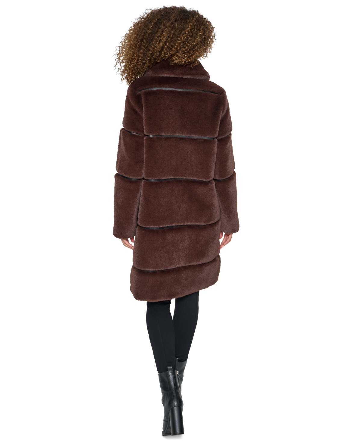 Karl Lagerfeld Womens Faux-leather Trim Faux-fur Coat In Brown