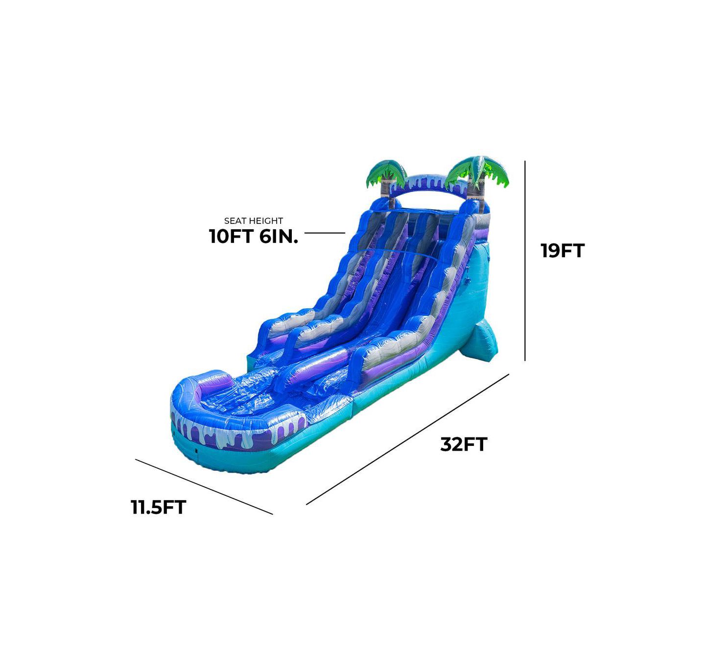 Детская игрушка Xjump Tropical Deep Sea 19ft Dual Lane Side Loader Inflatable Water Slide with Pool, Commercial Grade PVC Backyard Water Park (Blower Included), цвет: Синий / Фиолетовый — фото 3