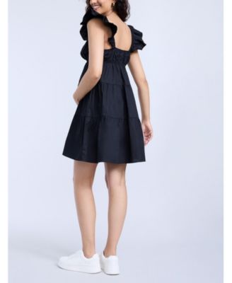 Maternity V Neck Flutter Sleeve Tiered Mini Dress - Motherhood