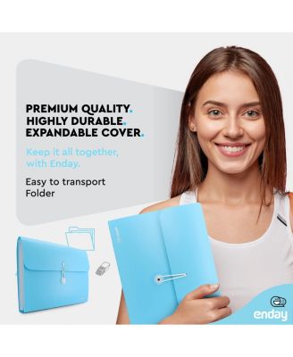 Accordion File Organizer Blue, 7 Pocket Expanding File and Cover Folder with Labels, Plastic Portable Desktop Letter A4 Paper, 1 Pc – by Enday