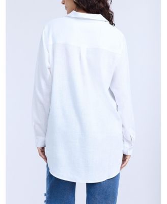 Maternity Long Sleeve Button-Up Poplin Shirt - Motherhood