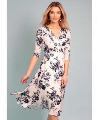 Women's Annie V-Neck 3/4 Sleeve Midi Dress