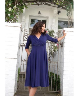 Women's Annie V-Neck 3/4 Sleeve Midi Dress