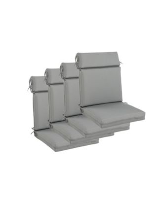 4Pcs Outdoor Cartridge High Back Dining Chair Cushion Set, Fade and Water Resistant Polyester Fabric Cover with Ties and Zipper