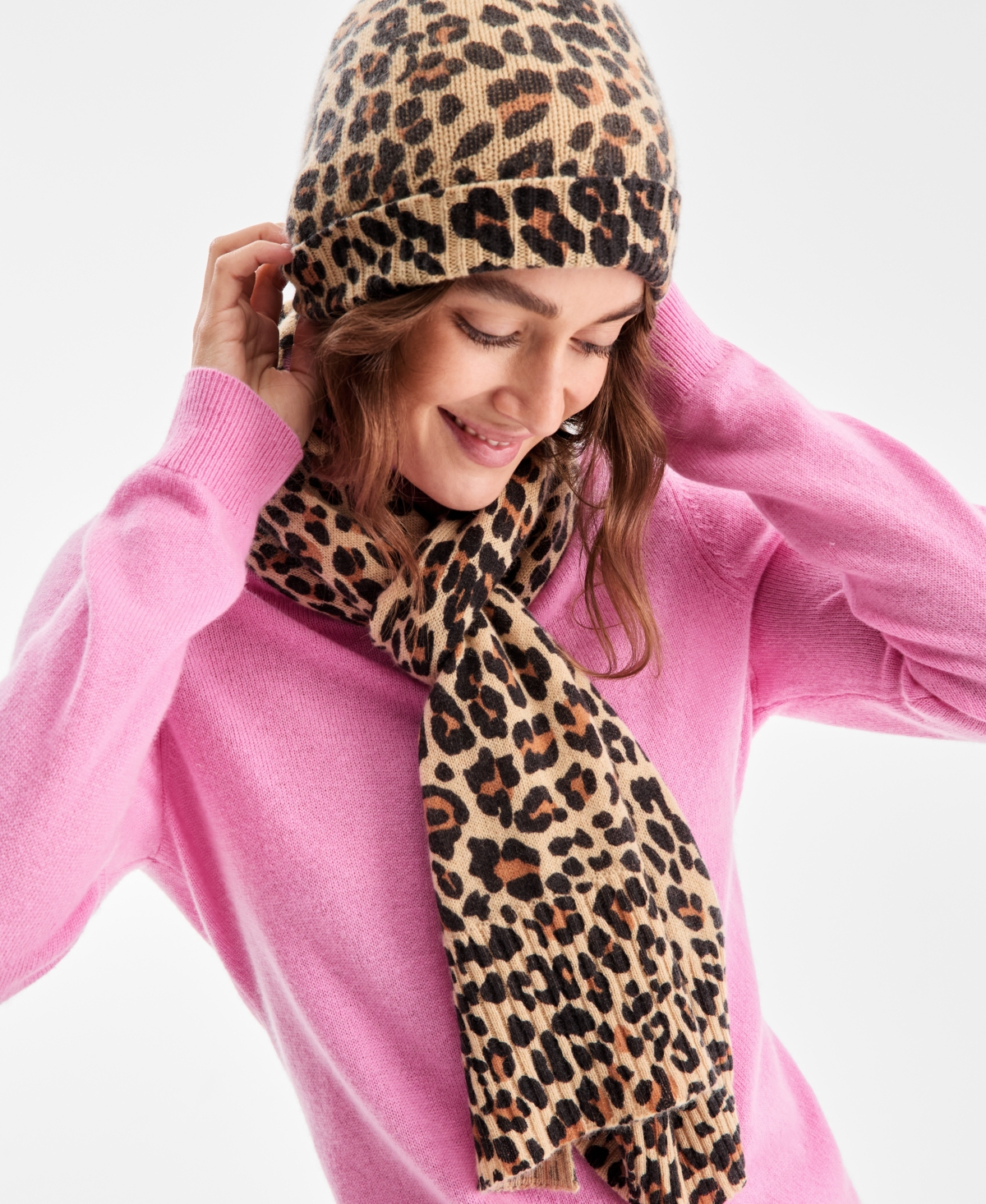Macy's Charter Club Women's 100% Cashmere Animal-print Scarf, Exclusively At  In Brown