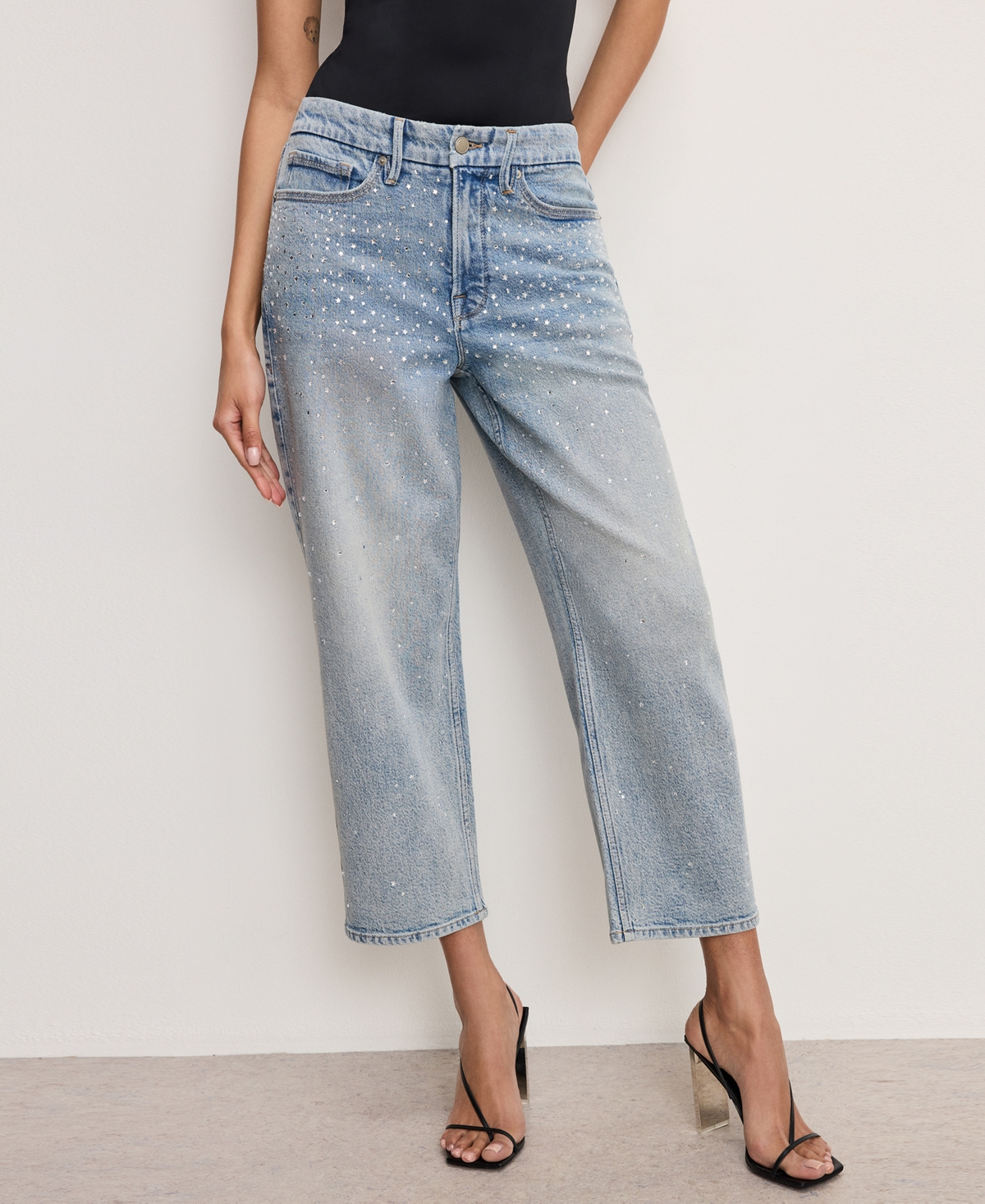 Women's Crystal Stars Good 90s Cropped Jeans - Indigo908