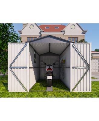 Motorcycle Steel Storage Shed Grey White