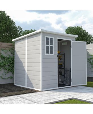 6x6 FT Waterproof Resin, Lockable Doors Outdoor Storage Shed