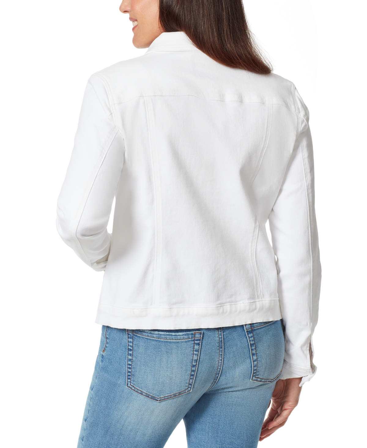Gloria Vanderbilt Petite Amanda Denim Trucker Jacket In White