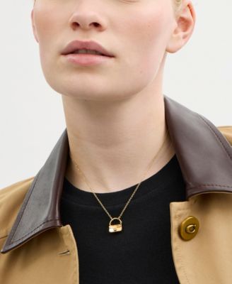 Gold Signature Handbag Pendant Necklace