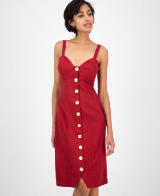 Juniors' Button-Front Bustier Sleeveless Dress