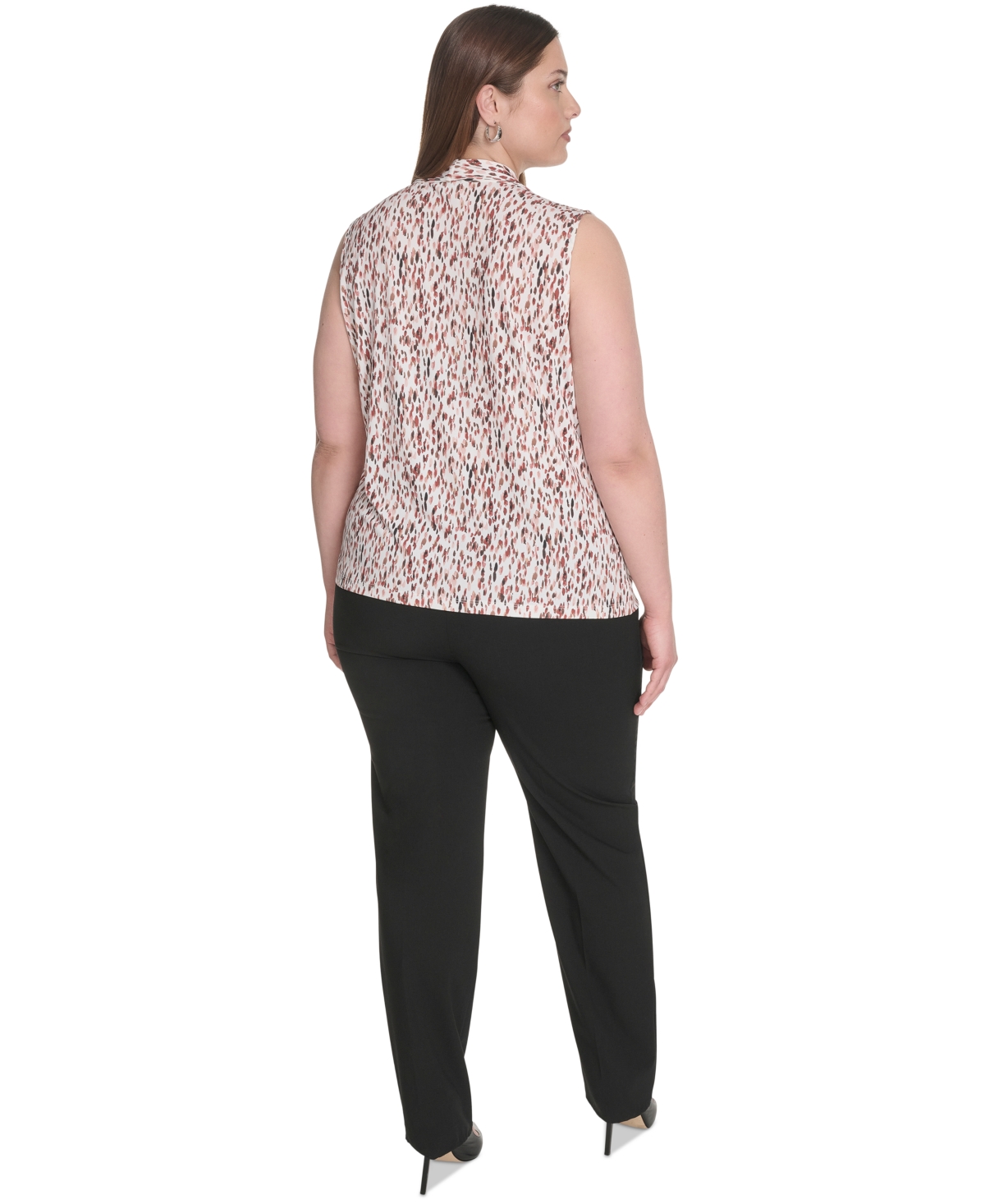 Calvin Klein Plus Size Printed Sleeveless V-neck Camisole In Multi