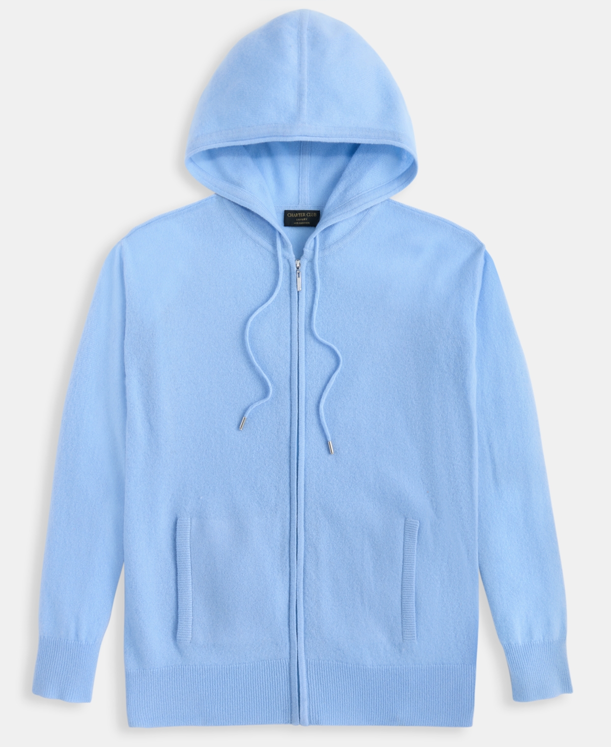 Charter Club Women's 100% Cashmere Zip Hoodie, Macy's Exclusive In Blue