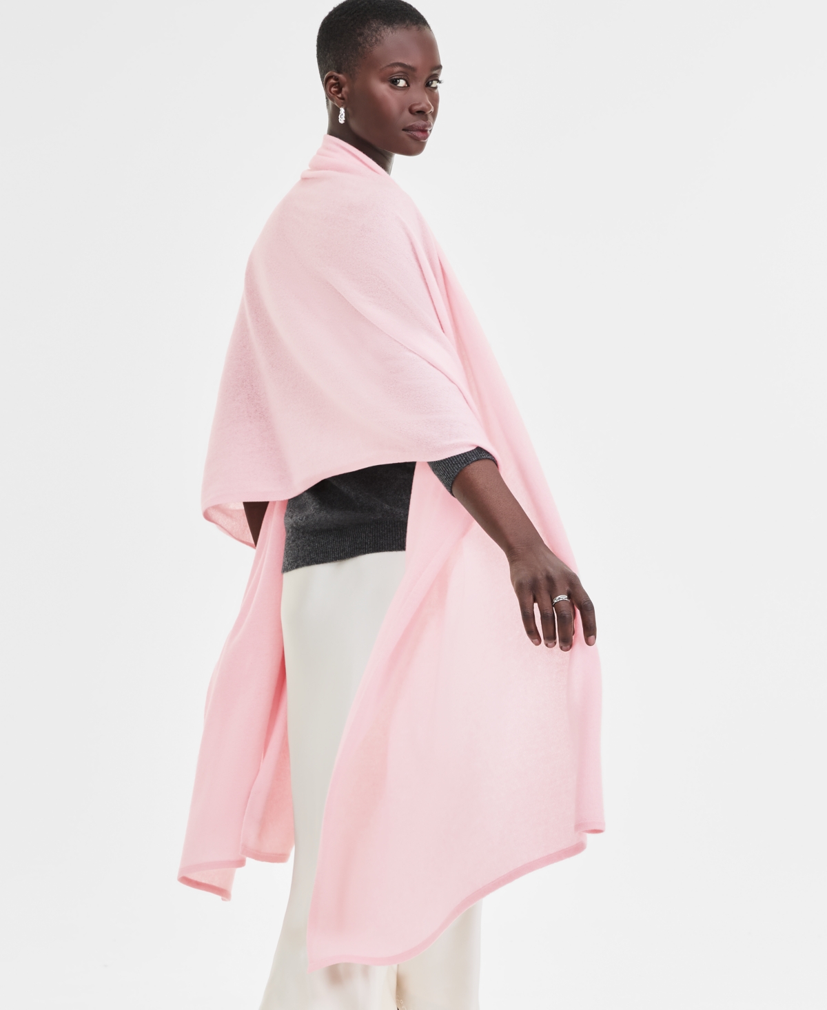 100% Cashmere Oversized Scarf, Macy's Exclusive - Classic Black