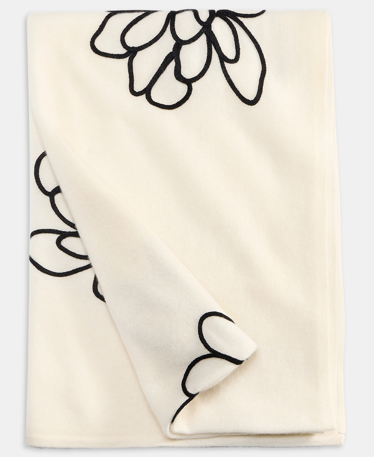 Charter Club Women's 100% Cashmere Embroidered Floral Oversized Scarf, Macy's Exclusive In Neutral