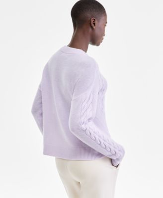 Women's 100% Cashmere Placed Cable-Knit V-Neck Sweater, Macy's Exclusive