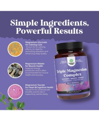 Triple Magnesium Complex | High Absorption Magnesium Taurate & Glycinate Malate Magnesium Blend for Overall Health | 180ct