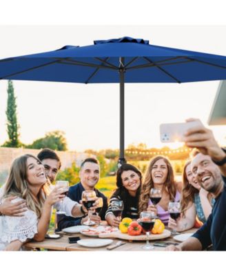 12 Feet Patio Umbrella with Crank Handle and 8 Sturdy Ribs