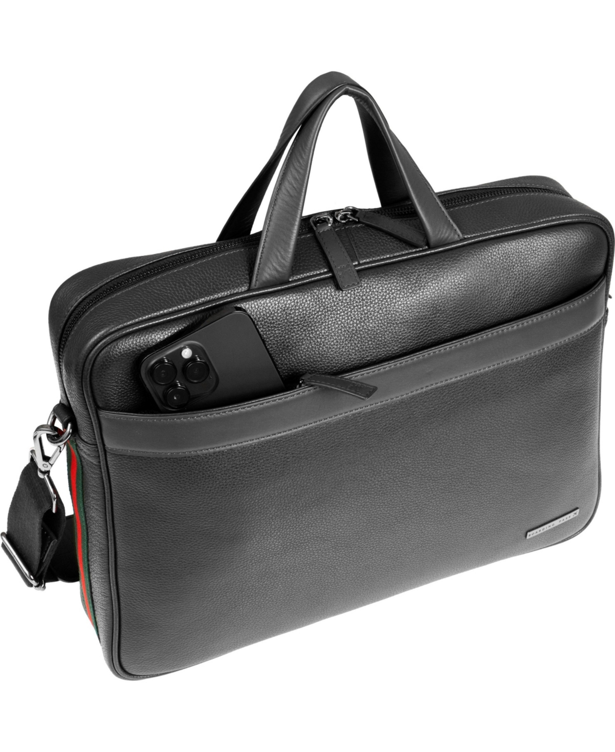 The Hey Handsome 18in Pebble Grain Genuine Leather Briefcase - Black