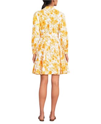 Women's Poplin Button Front Dress with Godets