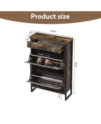 Slim Shoe Cabinet with Flip Drawers, Hidden Storage for Entryway