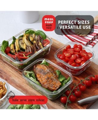 16 Airtight Leakproof Borosilicate Glass Food Storage Containers with Lids - Snap Lock Lids, Oven, Microwave &amp; Freezer Safe