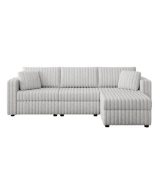 106" Light Gray Sofa with Ottoman Lift - Modern Modular Design